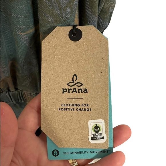 NWT Prana Blue Washed Leaves Denim Chambray Sky Haven Dress Spaghetti Straps - Picture 8 of 11